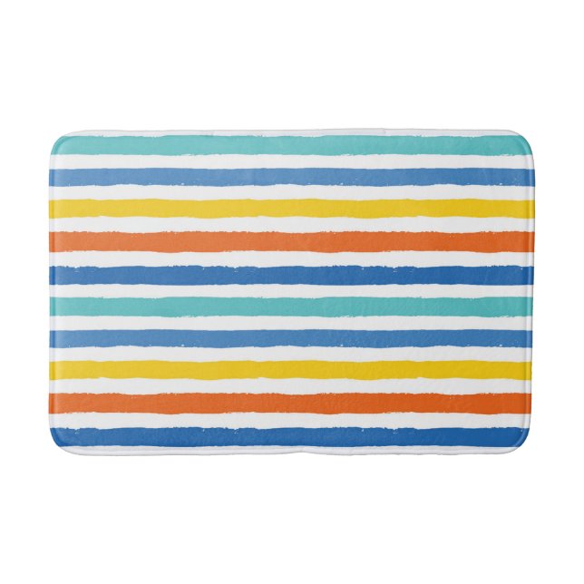 Bright Beachy Strip Muster Badematte (Vorderseite)