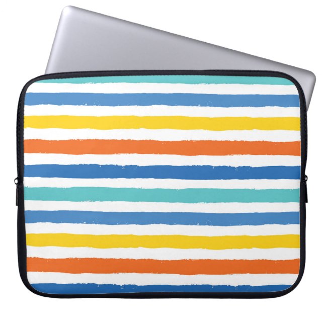 Bright Beachy Strip Muster Laptopschutzhülle (Vorderseite)