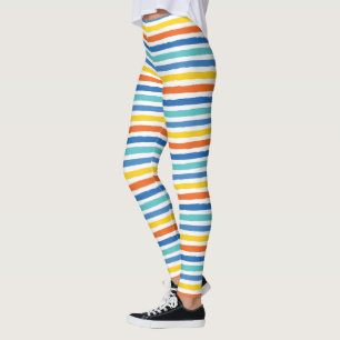 Bright Beachy Strip Muster Leggings