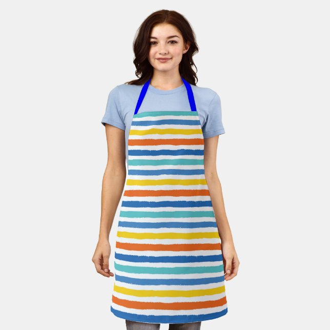 Bright Beachy Strip Muster Schürze (Getragen)