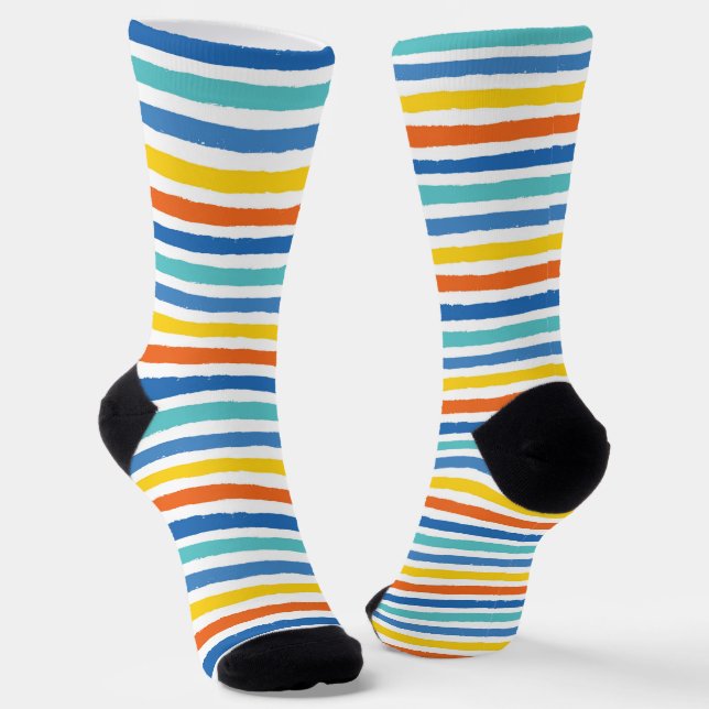 Bright Beachy Strip Muster Socken (Gewinkelt)