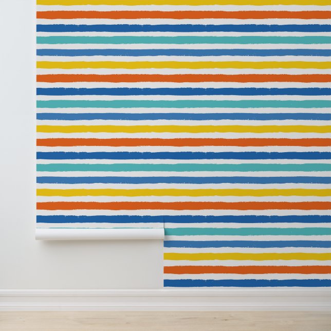 Bright Beachy Strip Muster Tapete (Anwendung)