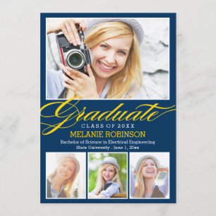 Bright Begation Graduation Invitation - Bleu Marin