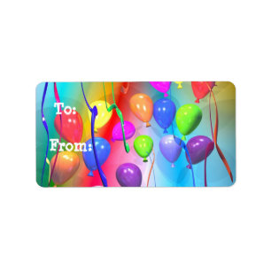 Bright Birthday Balloons Geschenk-Tag Adressaufkleber