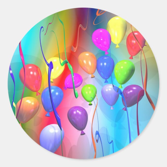 Bright Birthday Balloons Runder Aufkleber (Vorderseite)
