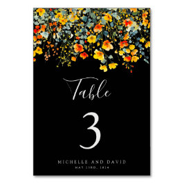 Bright Black Floral Wedding Tischnummer
