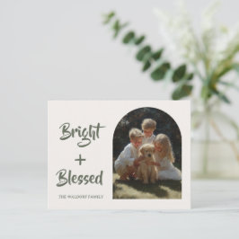 Bright & Blessed Photo Family | Holiday Card Postkarte