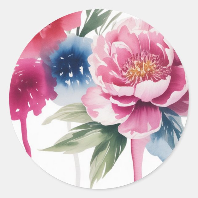 Bright Bloom Blossom Hochzeit Runder Aufkleber (Vorderseite)