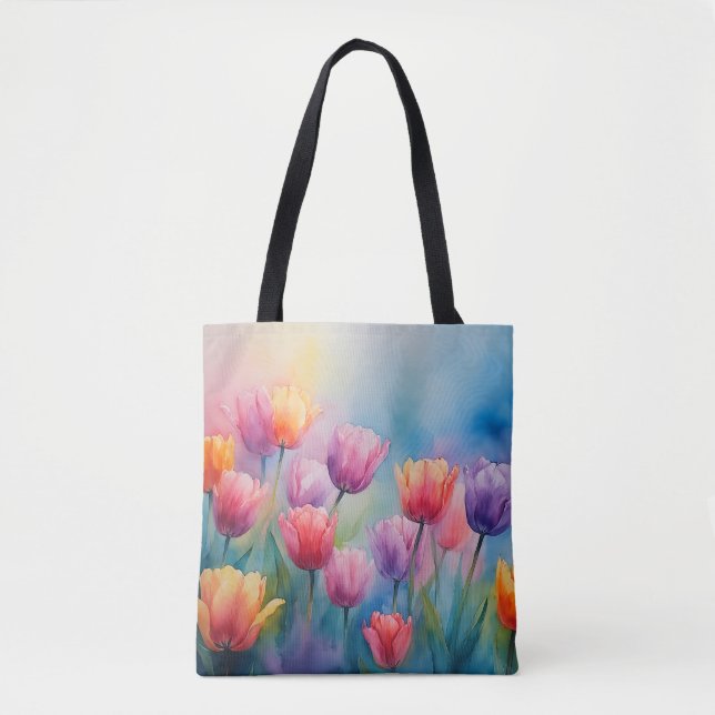 Bright Bloom Tulips Tasche (Vorderseite)