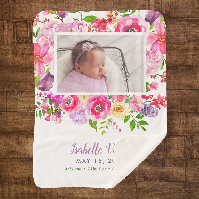 Bright Blooms Baby Girl Birth Stat Foto Sherpadecke (Von Creator hochgeladen)