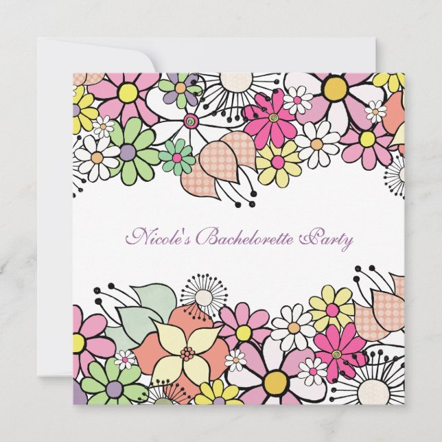Bright Blossoms Bachelorette Party Invitation (Devant)