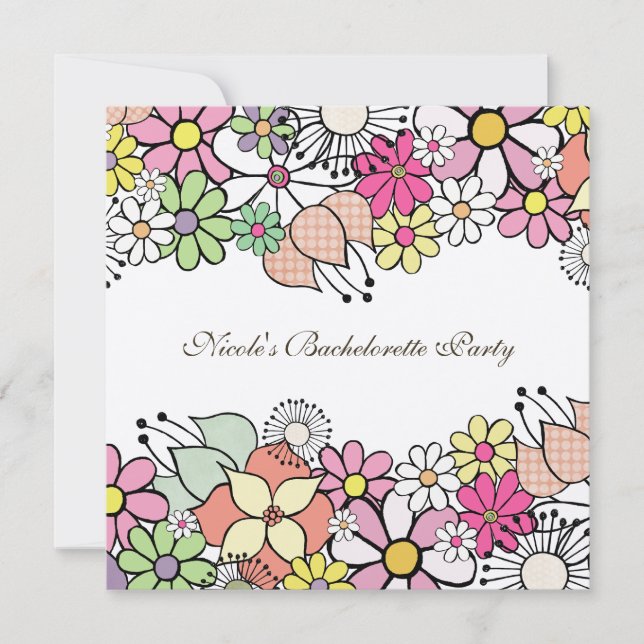 Bright Blossoms Bachelorette Party Invitation (Devant)