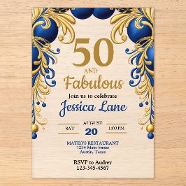 Bright Blue and Flat Gold Birthday Party Acryleinladungen