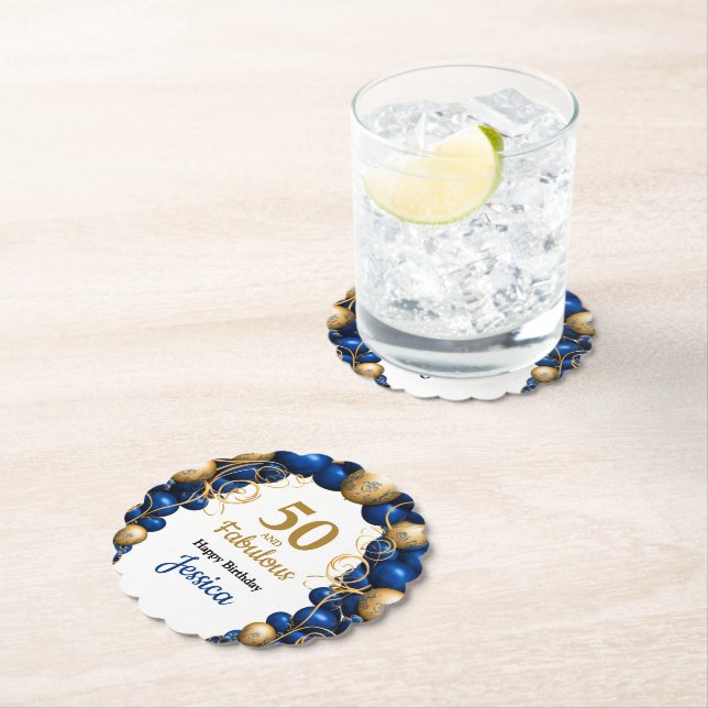 Bright Blue and Flat Gold Birthday Party Untersetzer (Vor Ort)