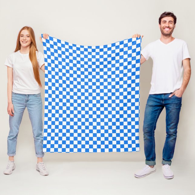 Bright Blue and White Checkers Fleecedecke (Beispiel)