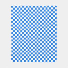 Bright Blue and White Checkers Fleecedecke