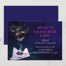 Bright Blue Bachelorette Martini Brautparty Einladung