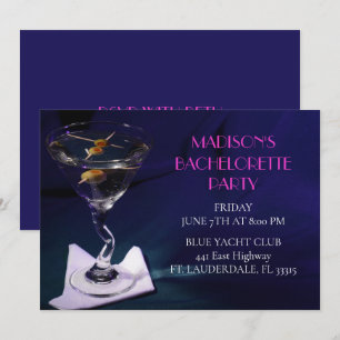 Bright Blue Bachelorette Martini Brautparty Einladung