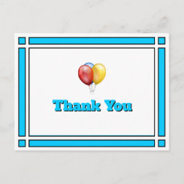 Bright Blue Birthday Balloons Danke Postcard Postkarte
