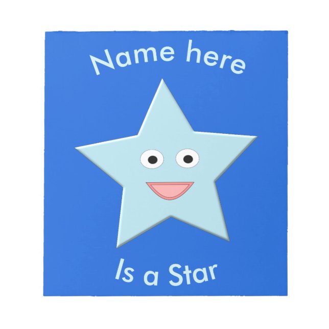 Bright Blue Celebration Star Custom Notepad Notizblock (Vorderseite)