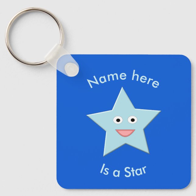 Bright Blue Celebration Star Custom Schlüsselanhänger (Vorderseite)