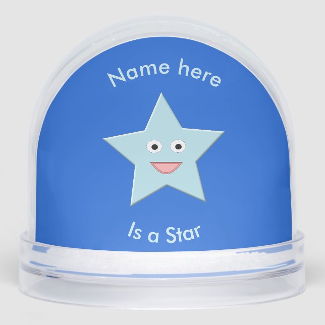 Bright Blue Celebration Star Custom Schneekugeln (Vorderseite)