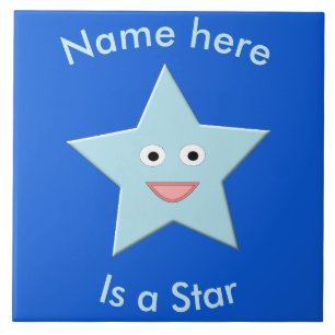 Bright Blue Celebration Star Custom Tile Fliese