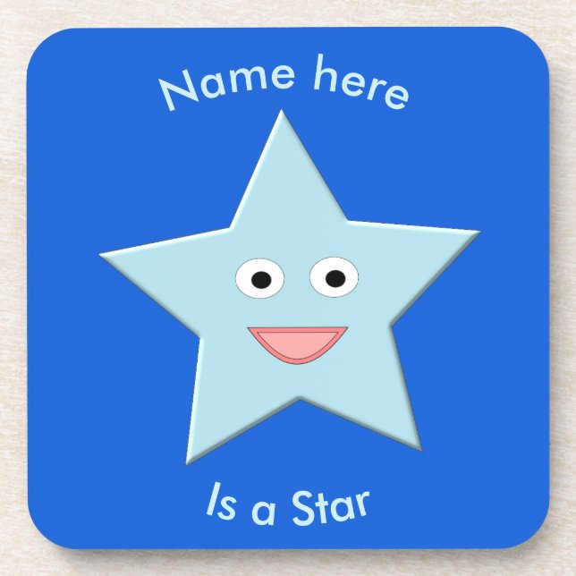 Bright Blue Celebration Star Custom Untersetzer (Vorderseite)