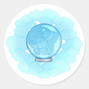 Bright Blue Cracking Crystal Ball Runder Aufkleber