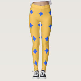 Bright Blue Diamond Starburst Motif Leggings