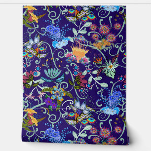 Bright Blue Fairyland Blume Beautiful Tapete