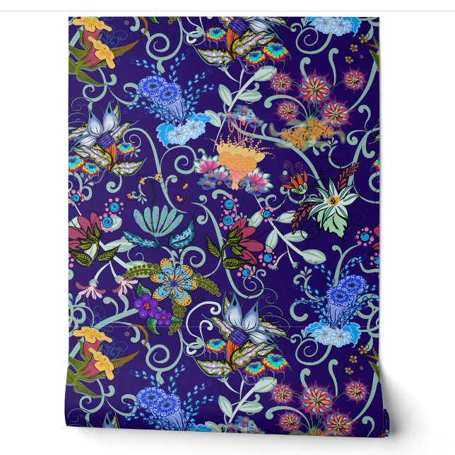 Bright Blue Fairyland Blume Beautiful Tapete (Abrollen)