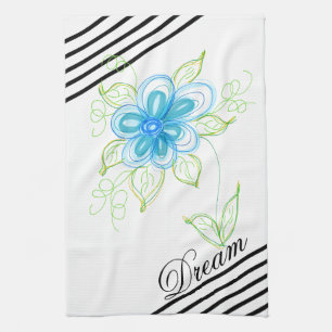 Bright Blue Floral Design Küchentuch