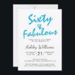 Bright Blue Forty Fabulous | 60. Geburtstagsparty Einladung<br><div class="desc">Ein stilvolles 60. Geburtstagsfest lädt zum persönlichen Foto ein und lädt Sie zum 60. Geburtstag ein. Die Wörter "60 und Fabulous" in schwarz und hellblau sind Set mit stilvollen Schriften und moderner Typografie. Exklusiv für Sie von Happy Dolphin Studio entworfen! @glückydolphinstudio</div>