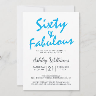 Bright Blue Forty Fabulous | 60. Geburtstagsparty Einladung
