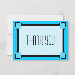 Bright Blue Geometric Art Deco Danke Karte