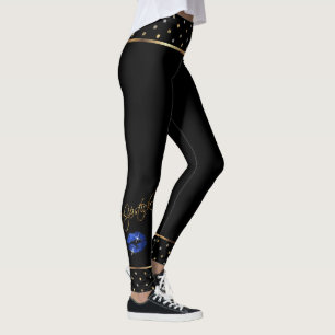 Bright Blue Glitzer Lipstick Lippen Leggings