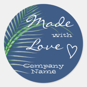 Bright Blue Green Tree Leaf aus Liebe Classic Runder Aufkleber