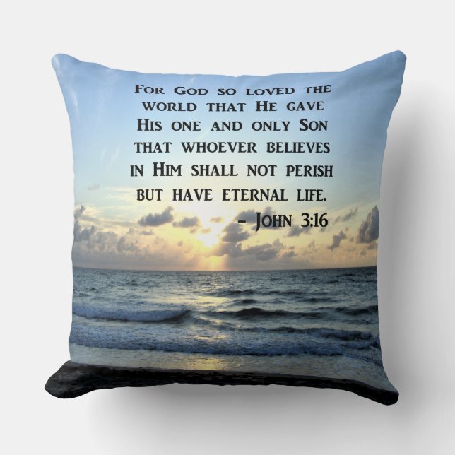 BRIGHT BLUE JOHN 3:16 OCEAN FOTO DESIGN KISSEN (Vorderseite)
