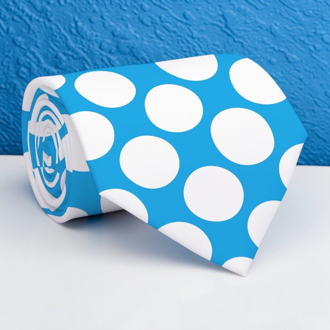 Bright Blue Jumbo Polka Dots Custom Necktie Krawatte (Von Creator hochgeladen)