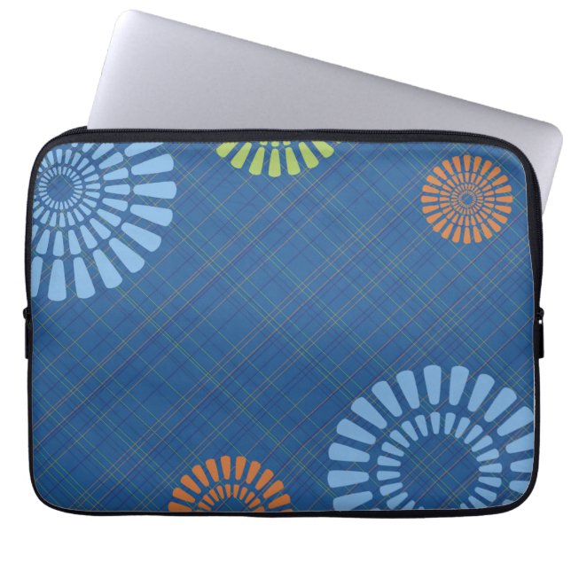 Bright Blue Kariert Scottop Computer Sleeve (Vorderseite)