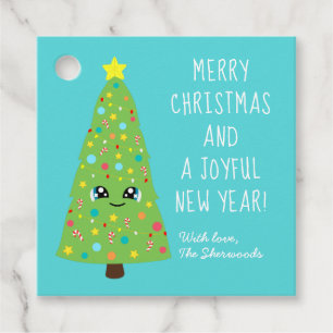 Bright Blue Kawaii Weihnachtsbaum Merry Xmas Gesch Geschenkanhänger