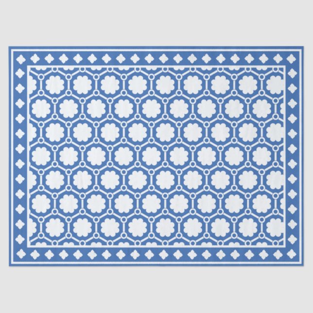 Bright Blue Modern Bone Inlay Decoupage Paper Seidenpapier (Vorderseite)