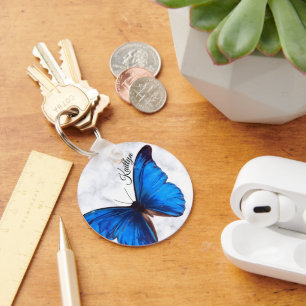 Bright Blue Morpho Butterfly Personalisiert Schlüsselanhänger