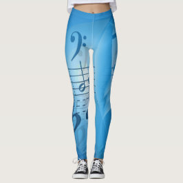 Bright Blue Musiknoten Leggings