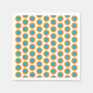 Bright Blue Orange Polka Dots Modern Funky Serviette