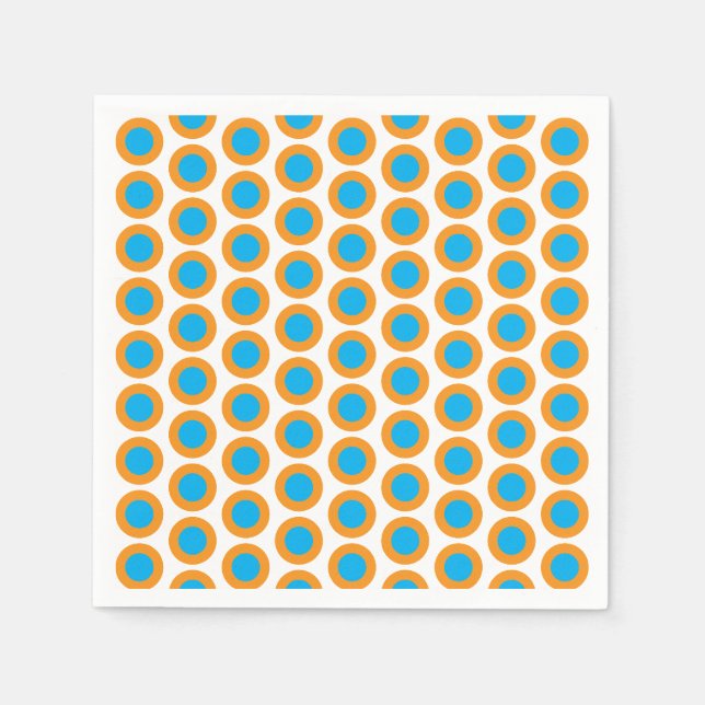 Bright Blue Orange Polka Dots Modern Funky Serviette (Vorderseite)