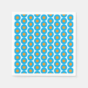 Bright Blue Orange Polka Dots Modern Funky Serviette