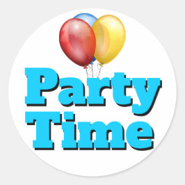 Bright Blue Party Time Balloons Runder Aufkleber