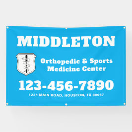 Bright Blue Promotional Business Banner with Logo